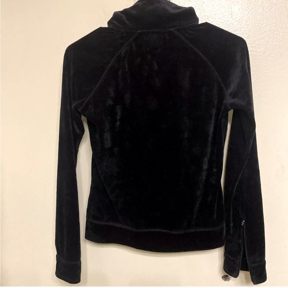 BCBG Max Azria Y2K Black Velour Logo Embellished Track Jacket Size P/S 2000s - Picture 2 of 5